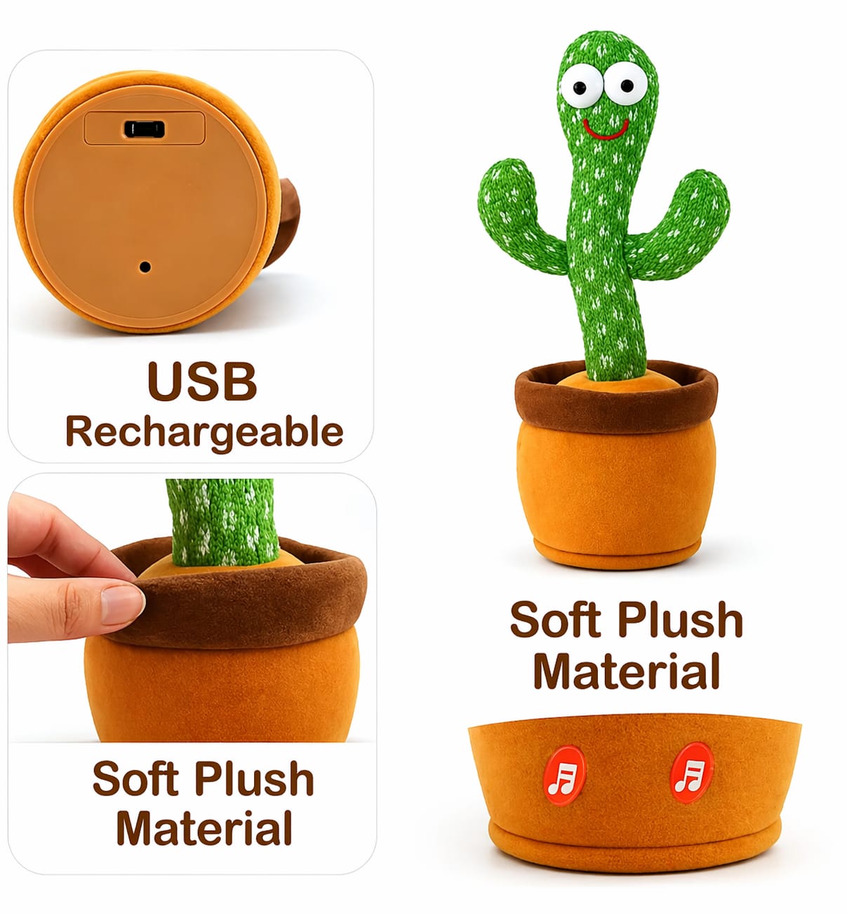 Dancing Cactus Toy Kids Talking Singing Wriggle Children