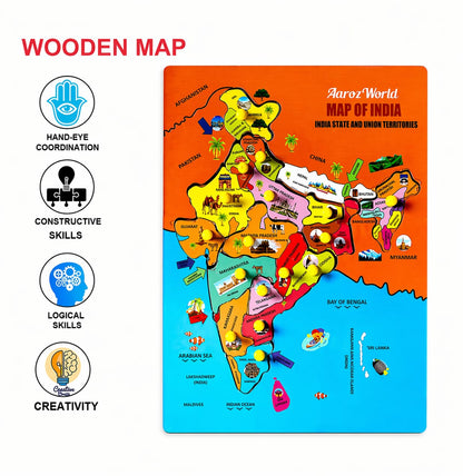 Wooden India Map for kids