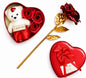 Golden Red Rose, Heart Shaped Valentine Gift Box with White Teddy, Red Roses