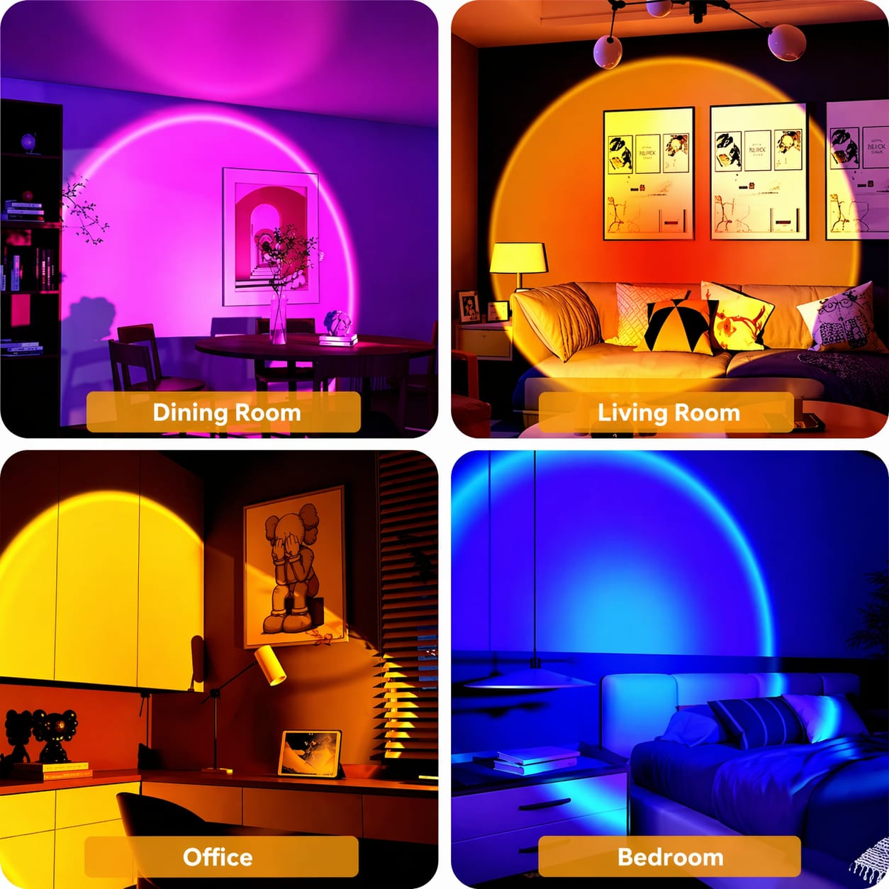 Sunset Lamp Projector 16 Color Led Light Desk Lamp Rainbow Night Light 360° Rotation