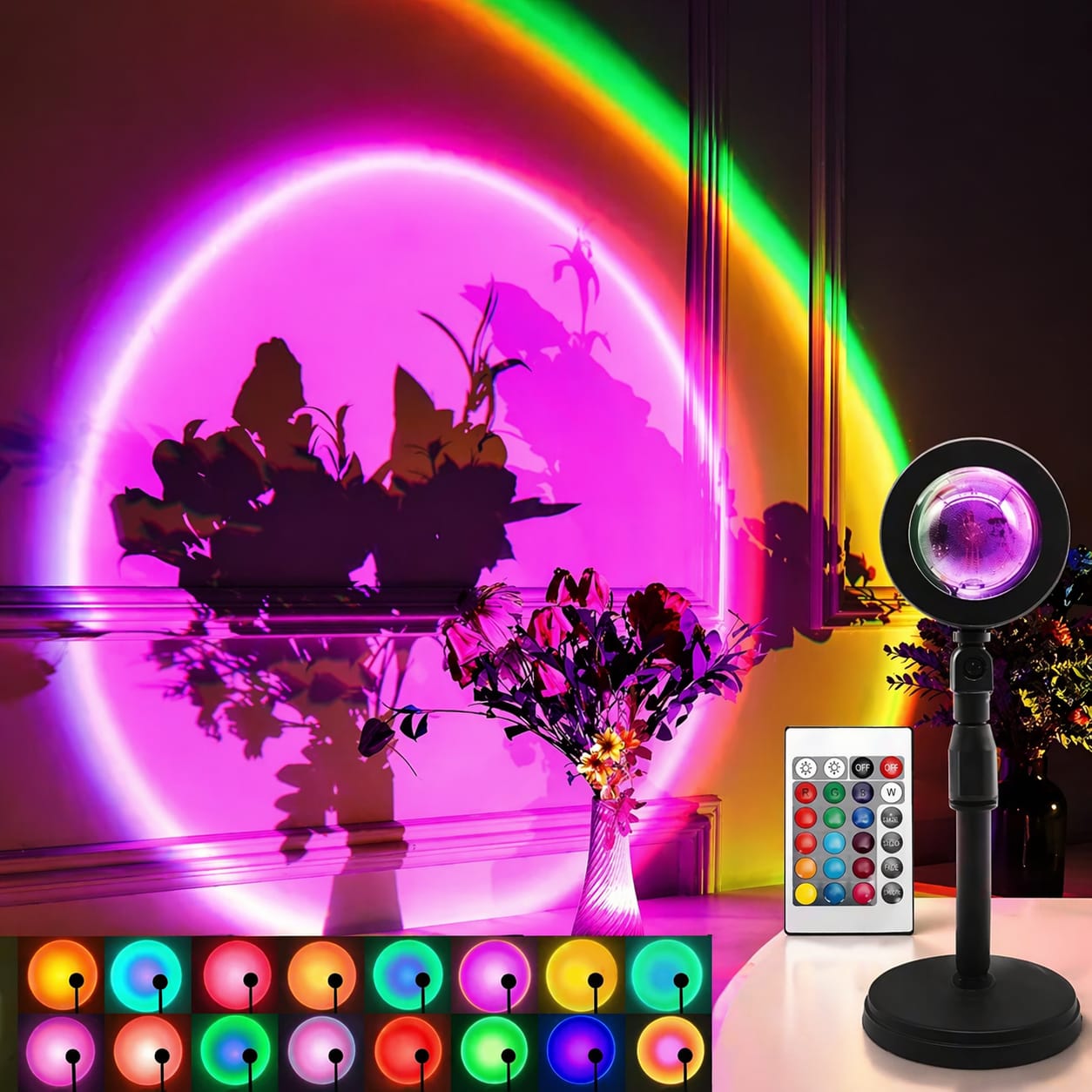 Sunset Lamp Projector 16 Color Led Light Desk Lamp Rainbow Night Light 360° Rotation