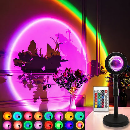 Sunset Lamp Projector 16 Color Led Light Desk Lamp Rainbow Night Light 360° Rotation