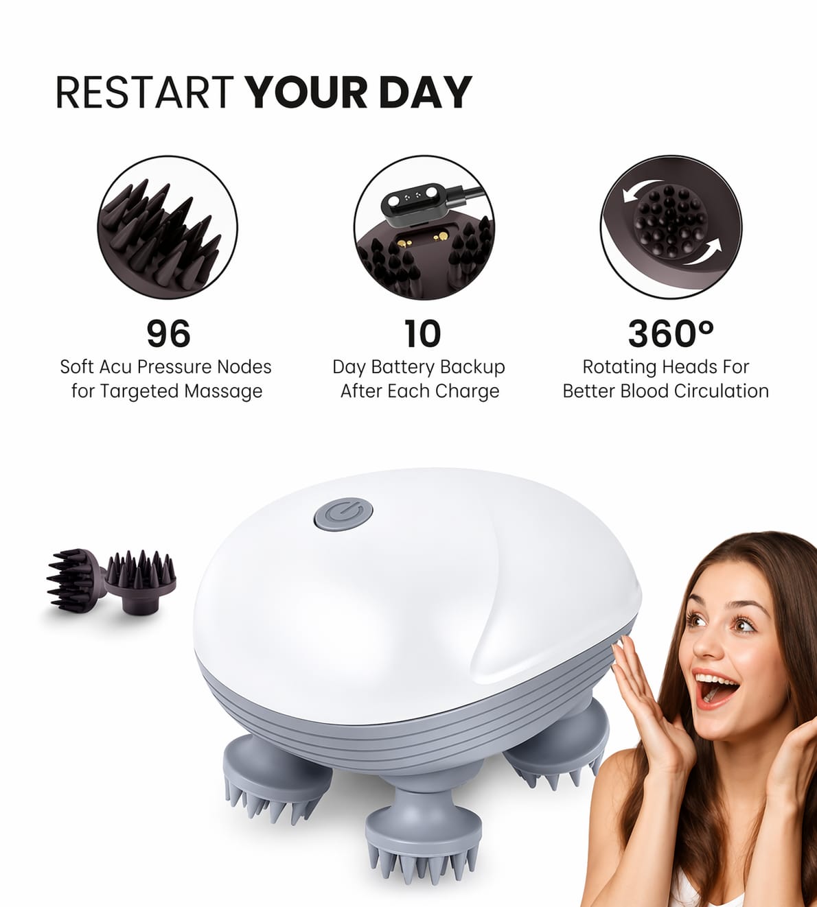 Scalp Massage, Electric Massager (MultiColour)_Head Massager, Hair Massager For Hair Growth, Scalp Massager, Head Massager Vibrating Machine, Body Massager