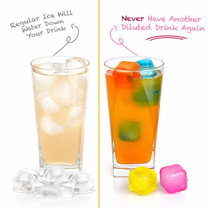 Square Shape Reusable Ice Cubes, Ice Cubes Moulds Filled with Pure Water (Pack of 12)