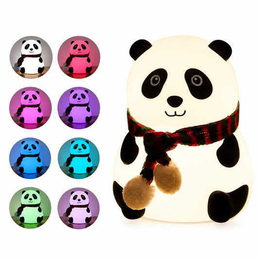 Rechargeable Panda Night Light for Kids | 7-Color LED Changing Lamp |Adorable Room Decor & Gift for Toddlers, Teens, & Valentine's Day Present|Soft BPA-Free Nightlight| Multicolour