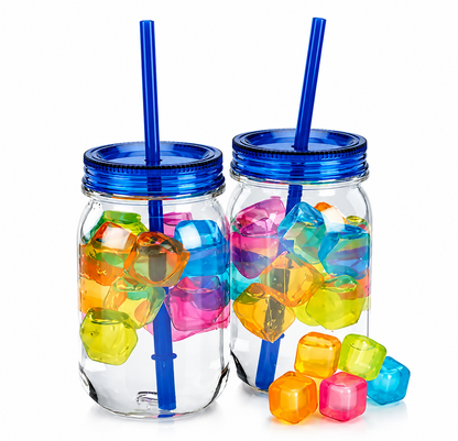 Square Shape Reusable Ice Cubes, Ice Cubes Moulds Filled with Pure Water (Pack of 12)