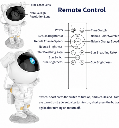 Astronaut Galaxy Star Projector Night Light With Timer Star Projector | 360°Rotation Magnetic Head