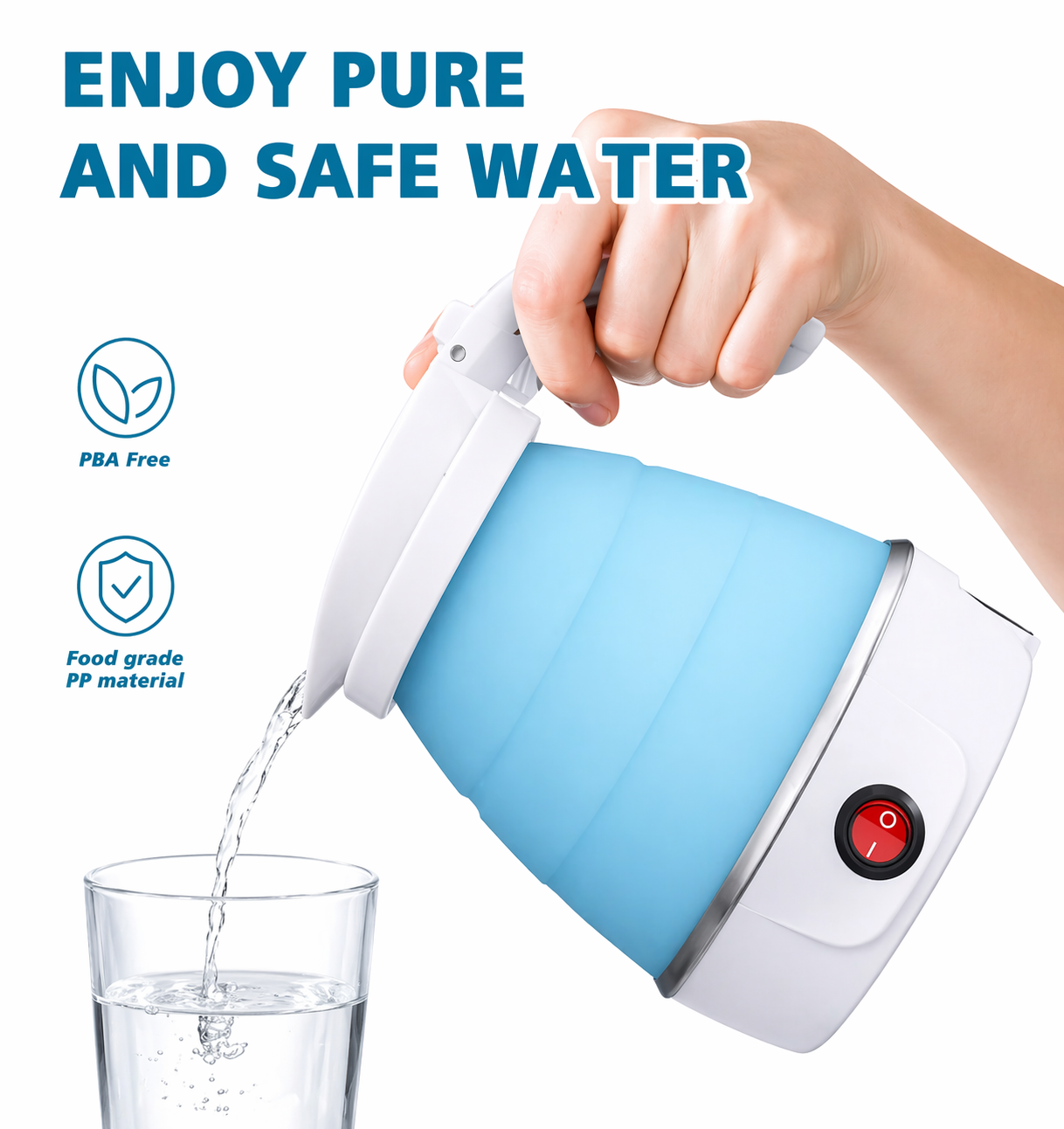 Travel Foldable Electric Kettle,Collapsible Electric Kettle Silicone Small Electric Kettle Boiling Water, Used In Coffee, Tea, Milk, Dual Voltage, 600Ml, Multi Colour) - 700 Watts