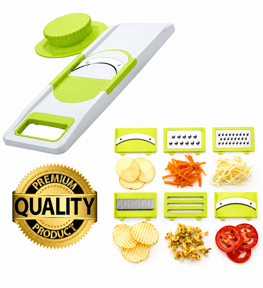 6 in 1 Slicer & Grater with Safety Holder & Extra Sharp V Blade, Includes 6 Detachable Slicer