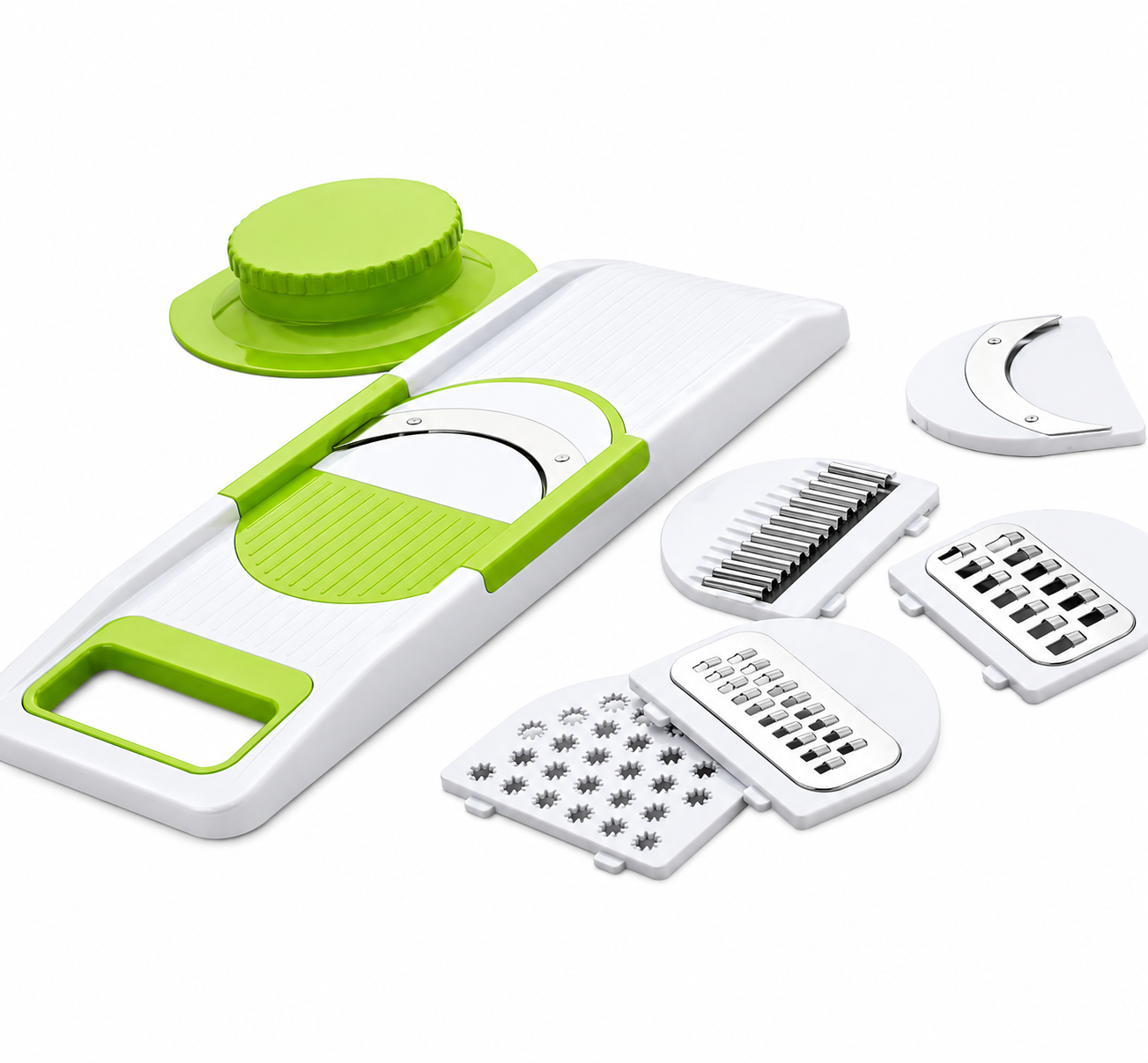 6 in 1 Slicer & Grater with Safety Holder & Extra Sharp V Blade, Includes 6 Detachable Slicer