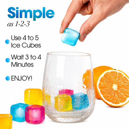 Square Shape Reusable Ice Cubes, Ice Cubes Moulds Filled with Pure Water (Pack of 12)