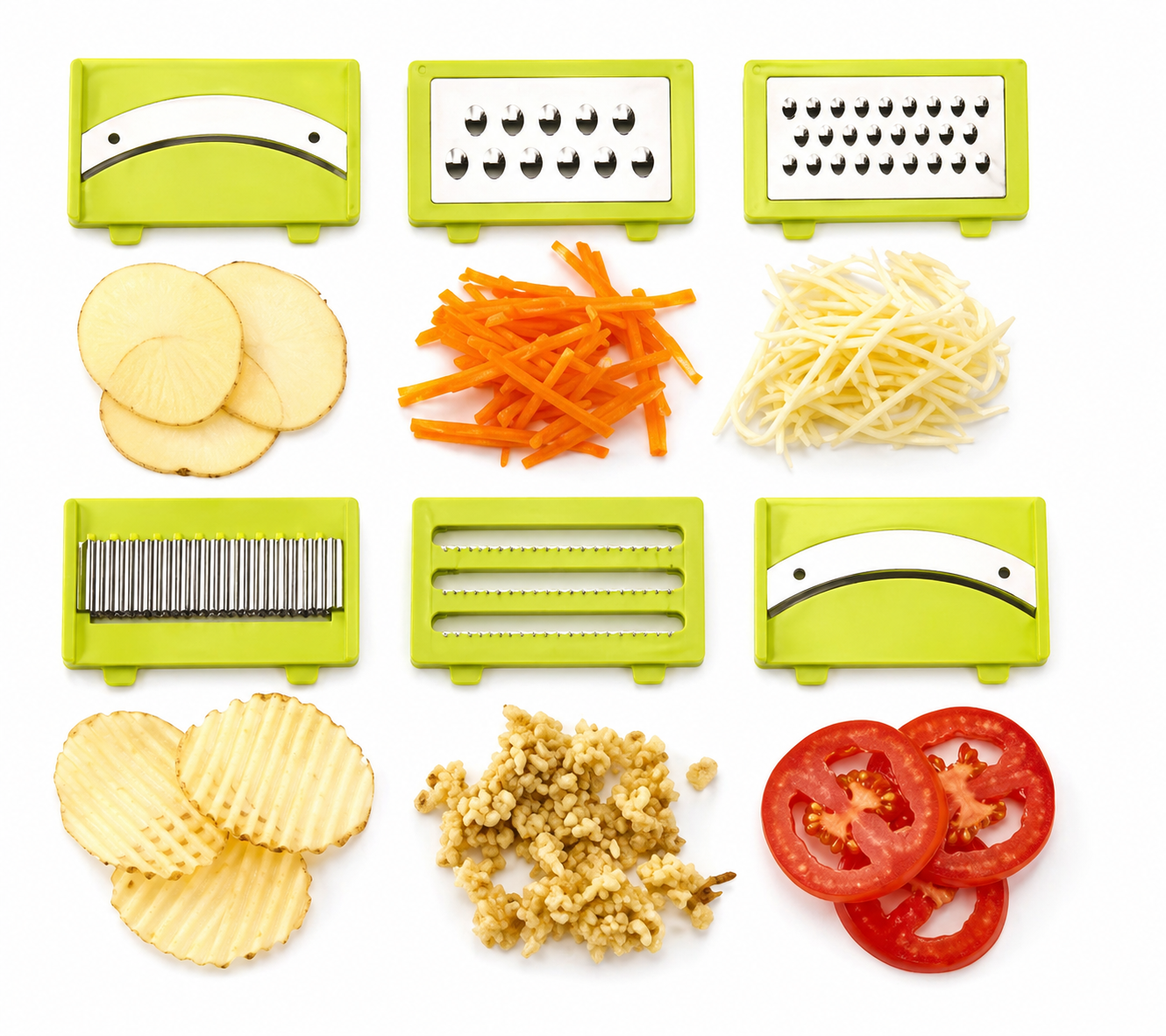 6 in 1 Slicer & Grater with Safety Holder & Extra Sharp V Blade, Includes 6 Detachable Slicer