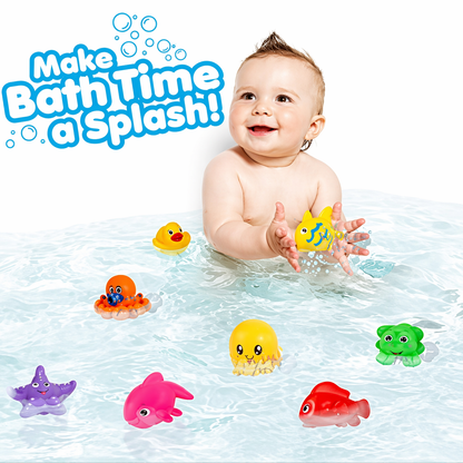 12 Pcs New Born Baby Chu Chu Bath Toys With BPA Free Non-Toxic Bath Toy