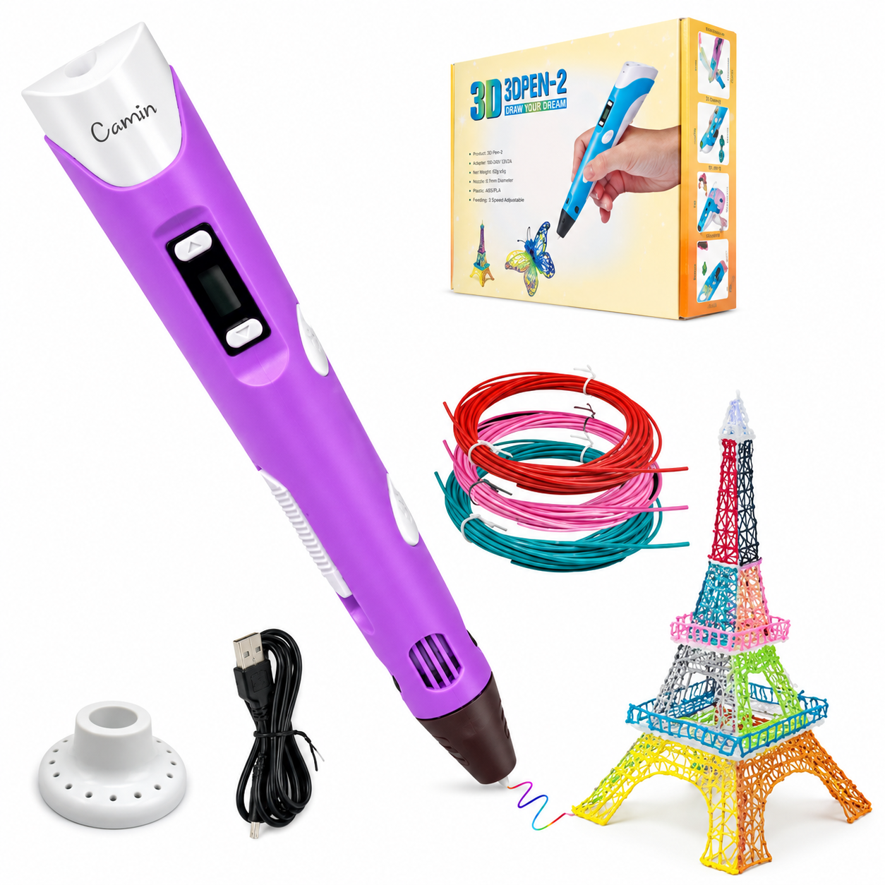 3D Printing Drawing Pen with 3 pcs x 1.75mm PLA Filament for Kids and Adults Creative Modelling, Project