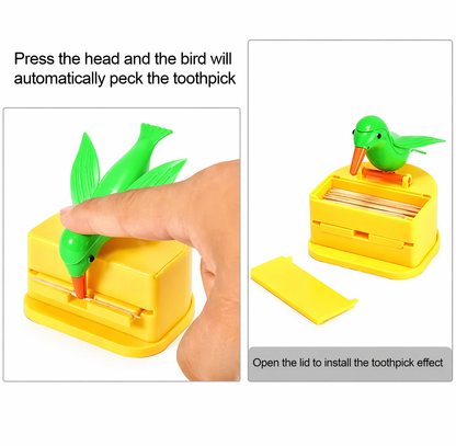 Automatic Creative Bird Design Toothpick Storage Box Smart Press & Get Toothpick Dispenser