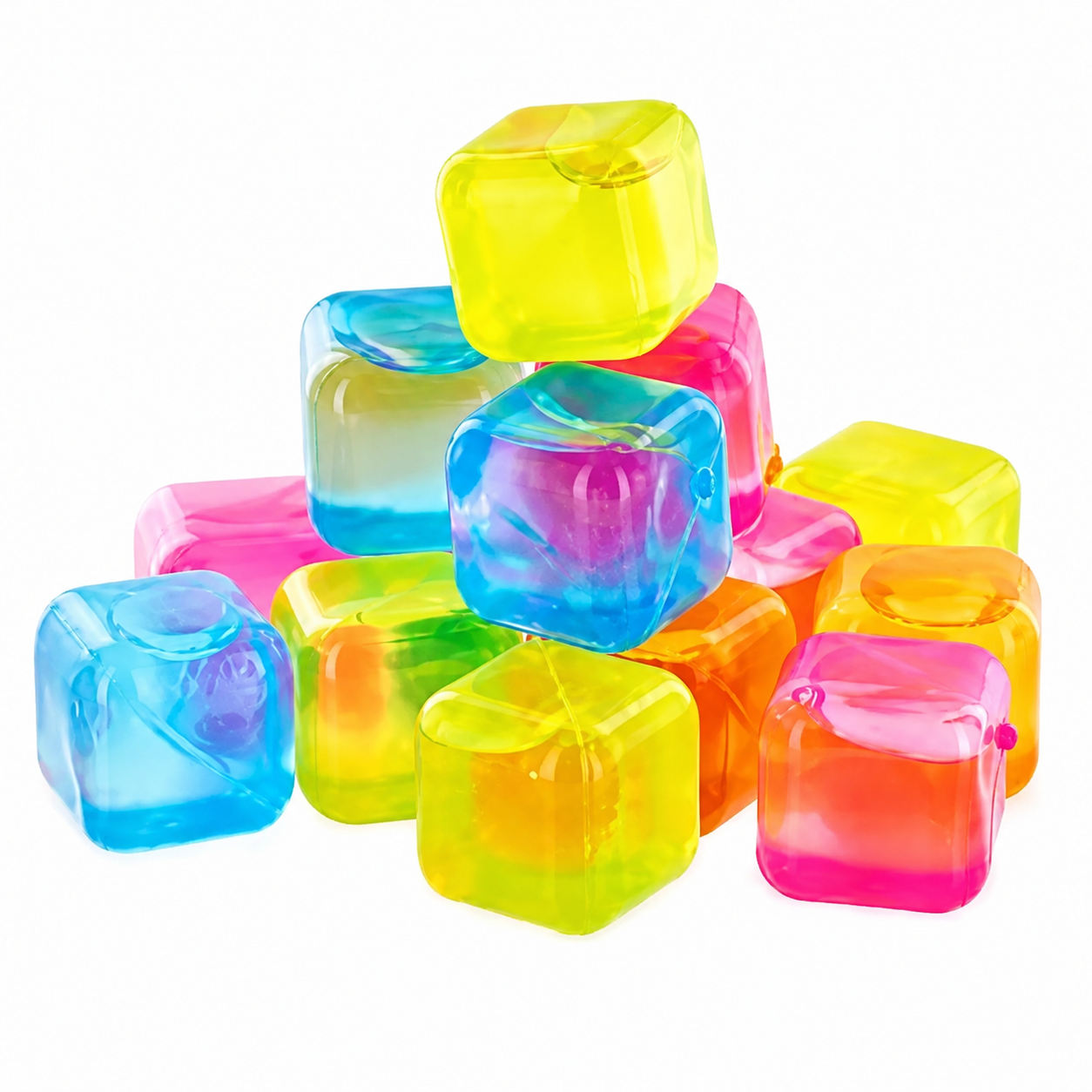 Square Shape Reusable Ice Cubes, Ice Cubes Moulds Filled with Pure Water (Pack of 12)